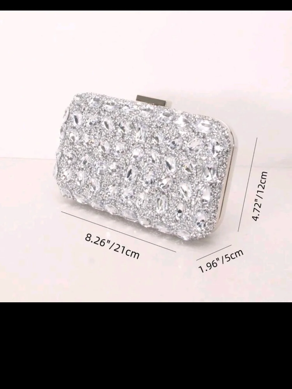 Silver Crystal Embellished Evening Clutch